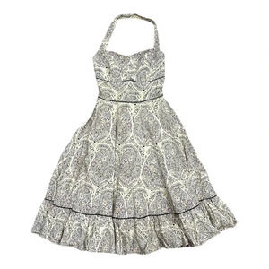 Girls From Savoy Anthro Beige Swirl Paisley Halter Dress 2
